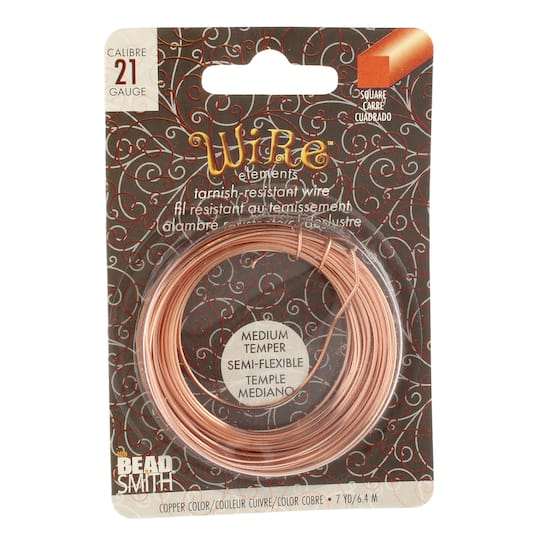 The Beadsmith&#xAE; Wire Elements&#x2122; 21 Gauge Tarnish Resistant Medium Temper Square Wire, 7yd.